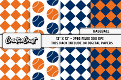 Baseball Sport Digital Paper, baseball graphic illustrations Product Image 1