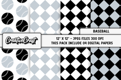 Baseball Sport Digital Paper, baseball graphic illustrations Product Image 1
