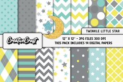 Twinkle Little Star Digital Paper, night illustration design Product Image 2