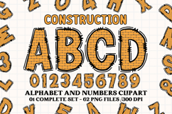 Construction Alphabet Clipart, construction letters doodle Product Image 1