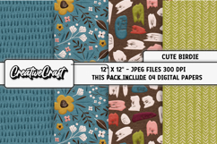 Cute Birdie Digital Paper, spring digital scrapbook graphics Product Image 1