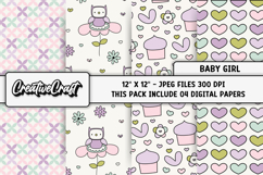 Baby Girl Digital Papers, baby shower digital scrapbooking Product Image 1