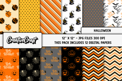 Halloween Digital Paper, halloween scrapbook, illustrations Product Image 1
