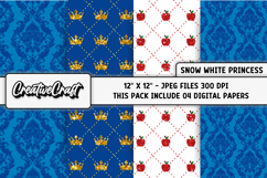 Snow white Princess Digital Paper, princess illustration Product Image 1