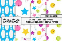 Bowling Night Digital Paper, bowling digital scrapbook Product Image 1