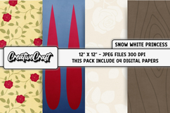 Snow white Princess Digital Paper, princess illustration Product Image 1