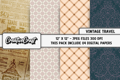 Vintage Travel Digital Paper, junk journal digital scrapbook Product Image 1