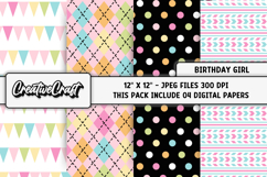 Birthday Girl Digital Paper, birthday graphic, illustratrion Product Image 1