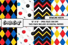 Bowling Night Digital Paper, bowling digital scrapbook Product Image 1