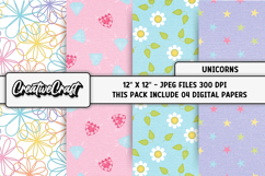 Unicorns Digital Paper, unicorns graphic, illustrations Product Image 1