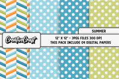 Summer Digital Paper, summer graphic, beach illustrations Product Image 1