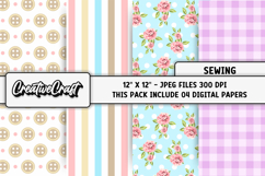 Sewing Digital Papers, scrapbooking backgrounds designs Product Image 1