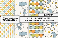 Baby Boy Digital Paper, baby boy graphics, baby illustration Product Image 1