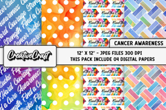 Cancer Awareness Digital Papers, cancer awareness scrapbook Product Image 1