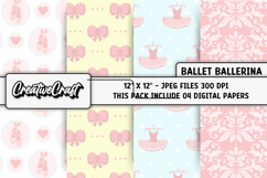 Ballerina Ballet Digital Papers, dance scrapbook papercraft Product Image 1