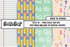 Back To School Digital Paper, school supplies, illustrations Product Image 1