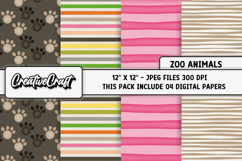 Zoo Animal Digital Paper, safari animal digital papers Product Image 1