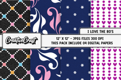 Retro 80s Digital Paper, retro 80s scrapbook, illustrations Product Image 1