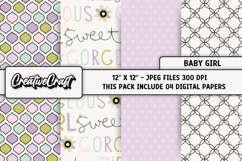 Baby Girl Digital Papers, baby shower digital scrapbooking Product Image 1