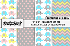 Elephant Nursery Digital Paper, baby graphics, illustrations Product Image 1