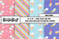 Unicorns Digital Paper, unicorns graphic, illustrations Product Image 1