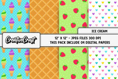 Ice Cream Digital Papers, summer digital scrapbook designs Product Image 1
