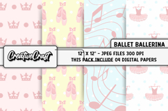 Ballerina Ballet Digital Papers, dance scrapbook papercraft Product Image 1