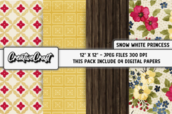 Snow white Princess Digital Paper, princess illustration Product Image 1