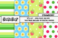 Strawberry Digital Paper, strawberry scrapbook illustration Product Image 1