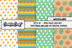 Woodland Digital Paper, fall autumn digital papers graphics Product Image 1