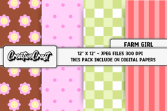 Farm Girl Digital Papers, scrapbooking backgrounds designs Product Image 1