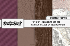 Vintage Travel Digital Paper, junk journal digital scrapbook Product Image 1