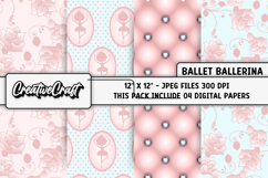 Ballerina Ballet Digital Papers, dance scrapbook papercraft Product Image 1