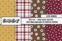 Cute Birdie Digital Paper, spring digital scrapbook graphics Product Image 1