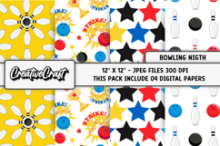 Bowling Night Digital Paper, bowling digital scrapbook Product Image 1