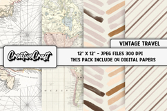 Vintage Travel Digital Paper, junk journal digital scrapbook Product Image 1