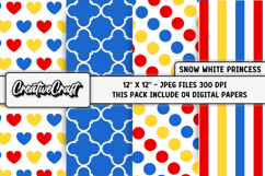 Snow white Princess Digital Paper, princess illustration Product Image 1