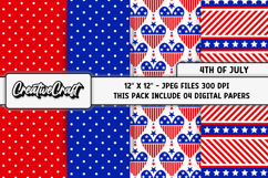 4th of July Digital Papers, independence day digital papers Product Image 1