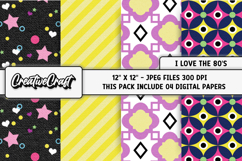 Retro 80s Digital Paper, retro 80s scrapbook, illustrations Product Image 1