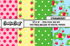 Strawberry Digital Paper, strawberry scrapbook illustration Product Image 1
