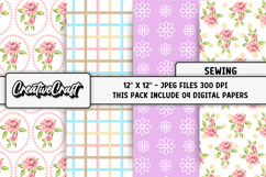 Sewing Digital Papers, scrapbooking backgrounds designs Product Image 1