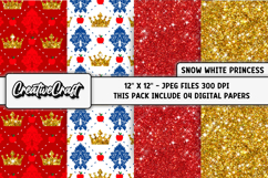 Snow white Princess Digital Paper, princess illustration Product Image 1