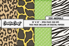 Zoo Animal Digital Paper, safari animal digital papers Product Image 1