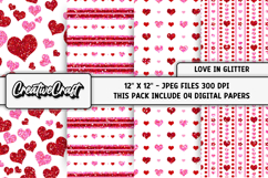 Valentine Day Glitter Digital Papers, backgrounds designs Product Image 1