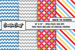 Back To School Digital Paper, school supplies, illustrations Product Image 1