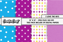 Retro 80s Digital Paper, retro 80s scrapbook, illustrations Product Image 1