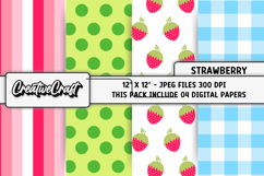 Strawberry Digital Paper, strawberry scrapbook illustration Product Image 1