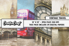 Vintage Travel Digital Paper, junk journal digital scrapbook Product Image 1