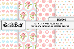 Sewing Digital Papers, scrapbooking backgrounds designs Product Image 1