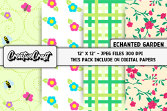 Echanted Garden Digital Paper, background design scrapbook Product Image 1